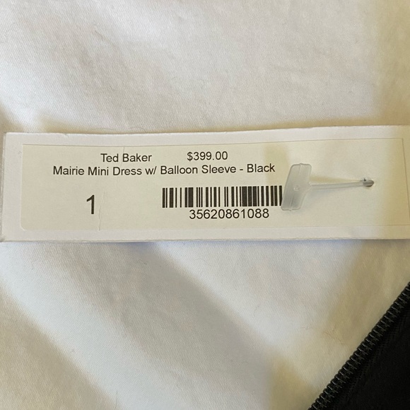 Ted Baker London Women's Dark Floral Mini Dress Small Sheer Ballon Sleeve - Picture 11 of 17